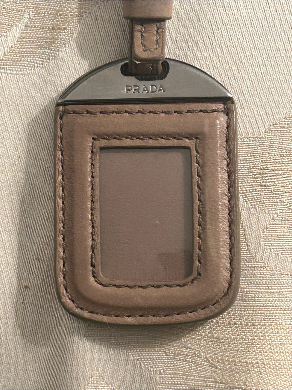 Prada Tan Beige Leather ID Luggage BagTag